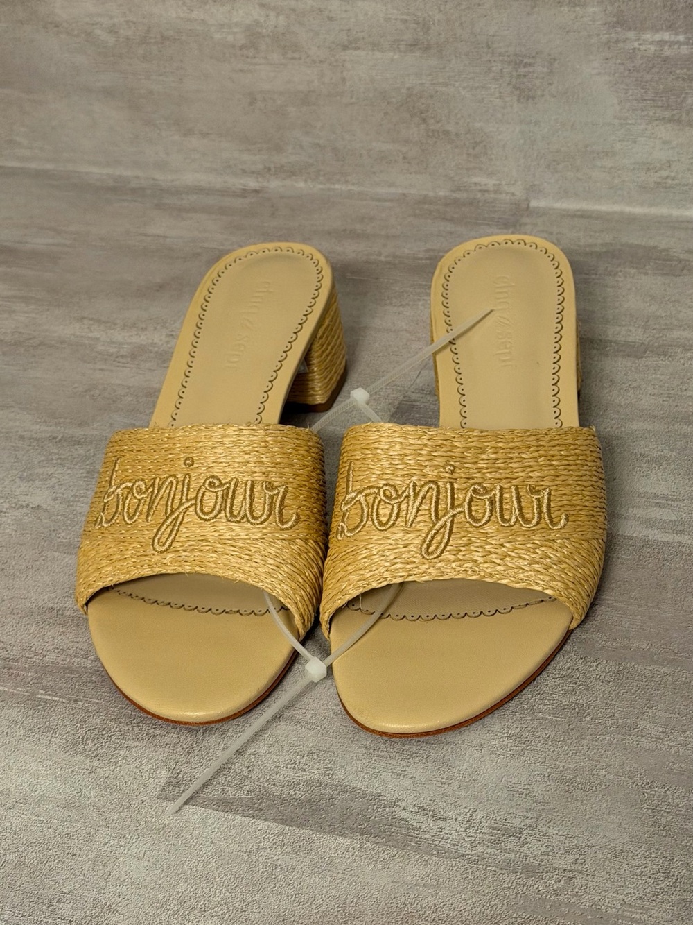 cinq a sept 45mm Dani Sandals Tan Raffia Slide Sz 36.5 $345 - Picture 6 of 10